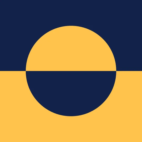 A navy blue and yellow circle split across the center, illustrating visual constrast.