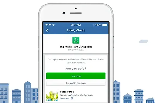 Facebook's crisis check-in feature.