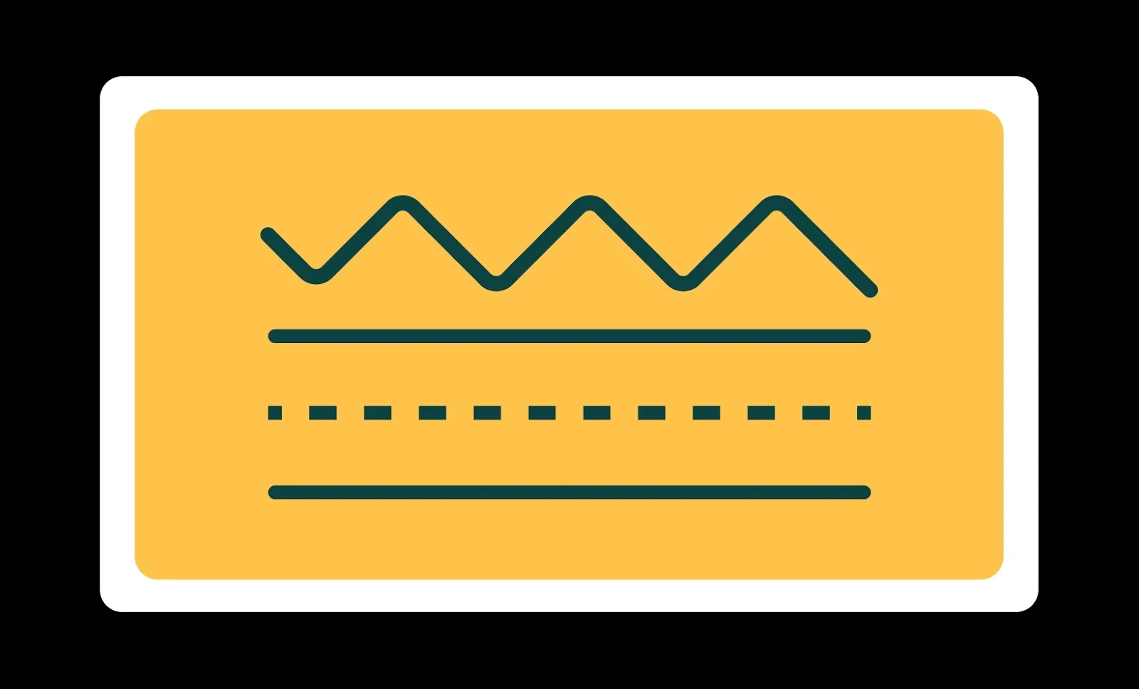 Three types of lines: zigzag, solid, and dashed on a yellow background.