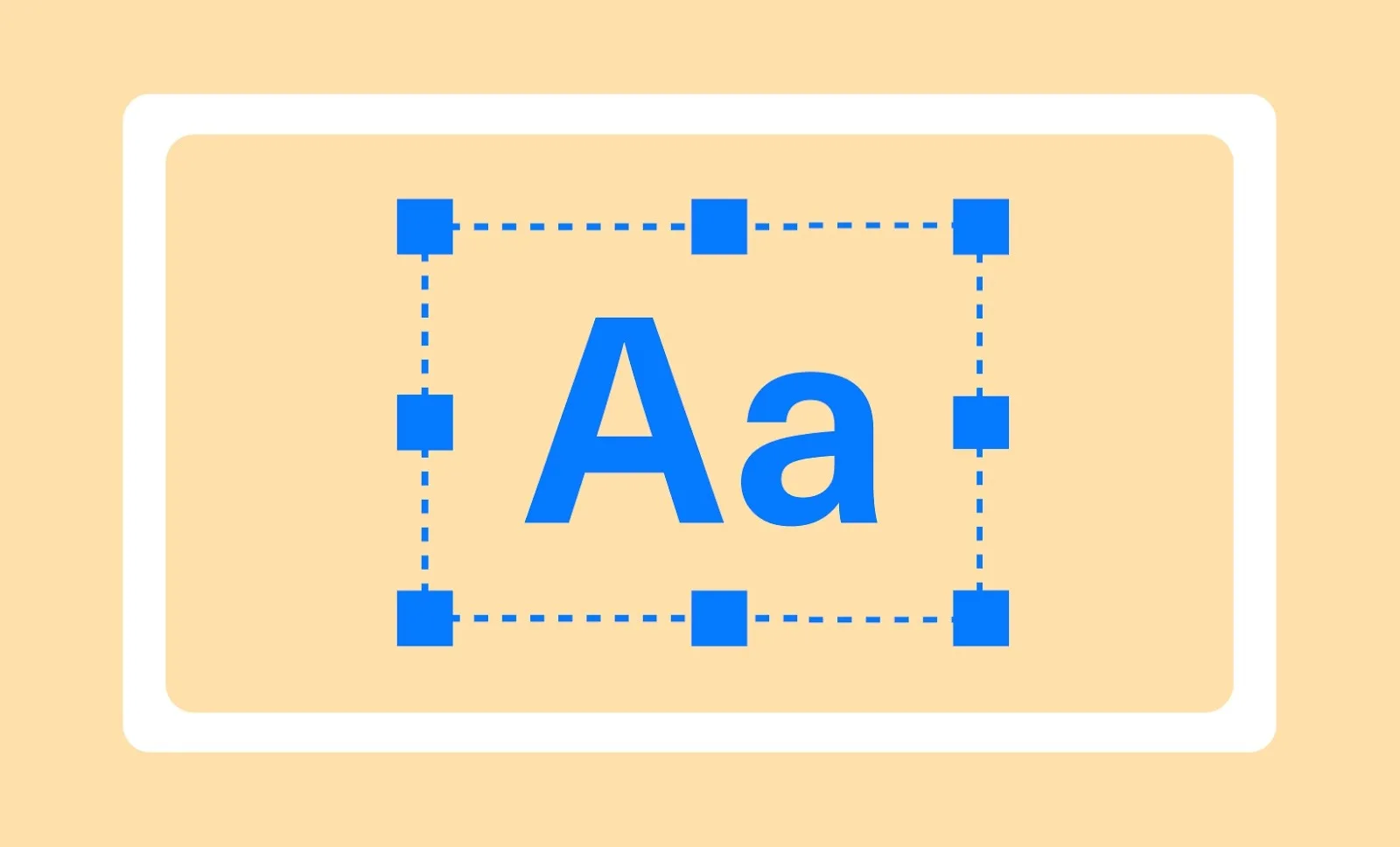 Large blue uppercase and lowercase "A" surrounded by dotted selection box, on a tan background.