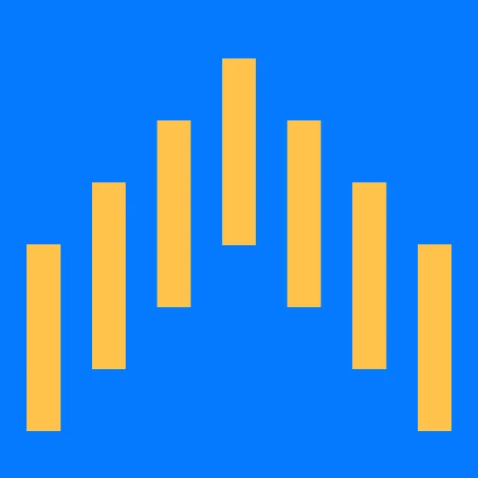 Six yellow rectangles arranged in a rising and falling pattern, illustrating rhythm in design.