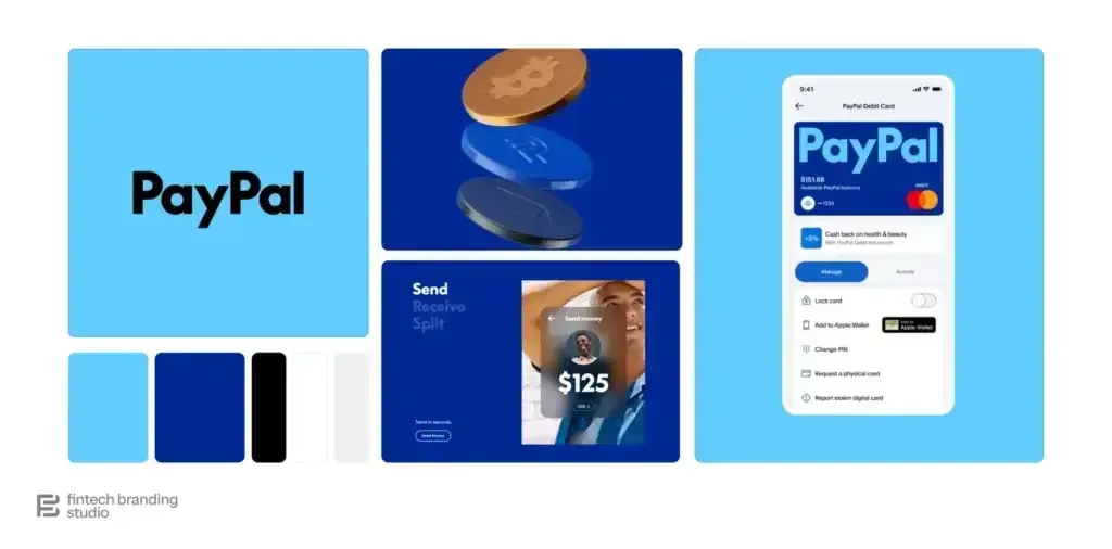 PayPal's 2024 rebranding showcasing a modern logo, app design, and vibrant blue-themed visuals.