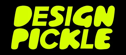 Design Pickle logo in bright yellow text on black background