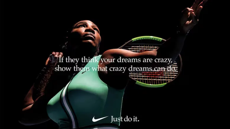 Athlete in action with text: "If they think your dreams are crazy, show them what dreams can do."