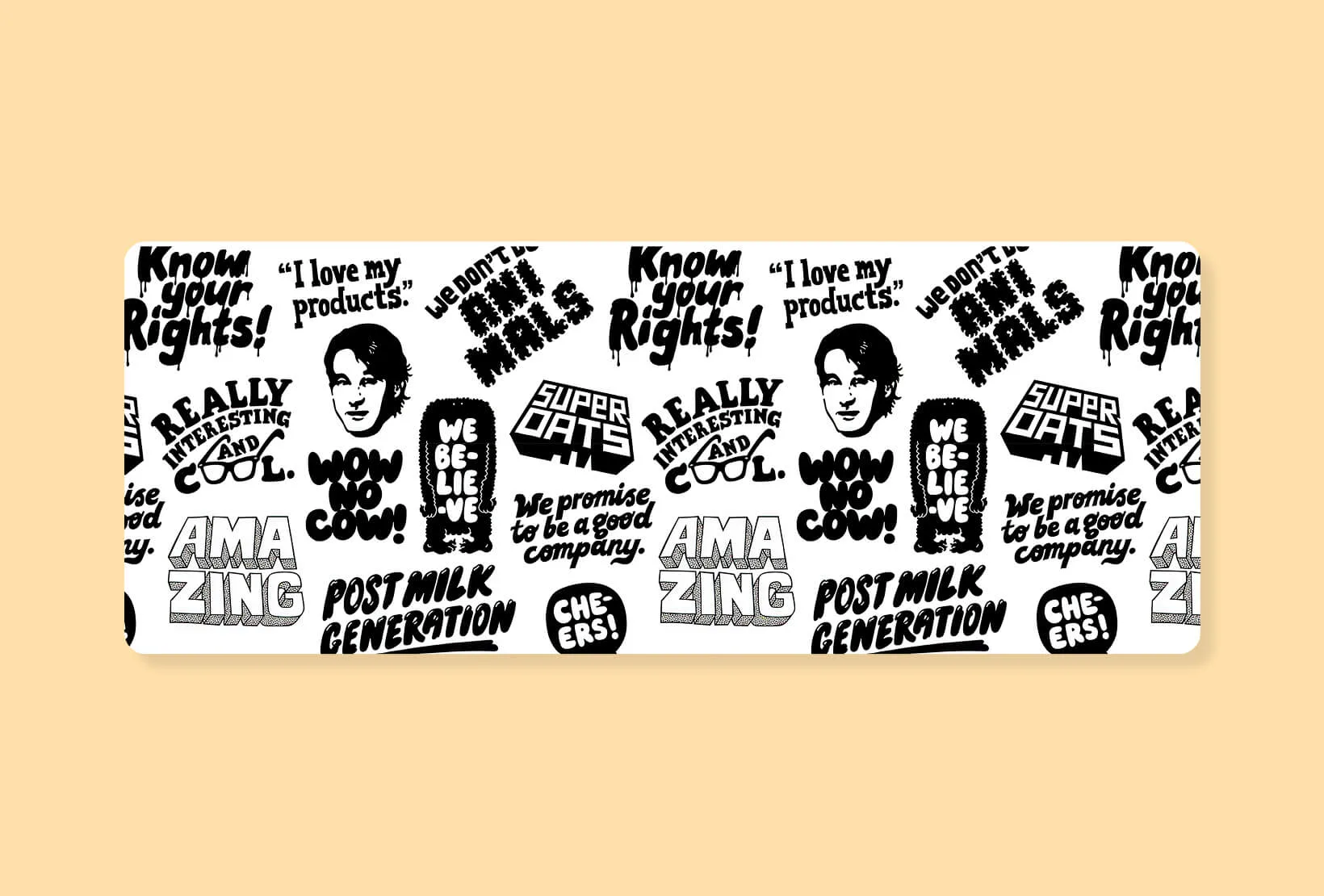 Bold typography and branded graphic design elements used in social media marketing by Oatly.