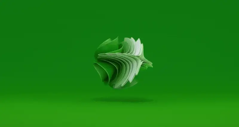 Xbox logo animation featuring a dynamic, green 3D shape on a vibrant green background.