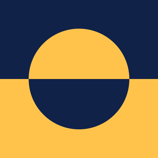 A navy blue and yellow circle split across the center, illustrating visual constrast.