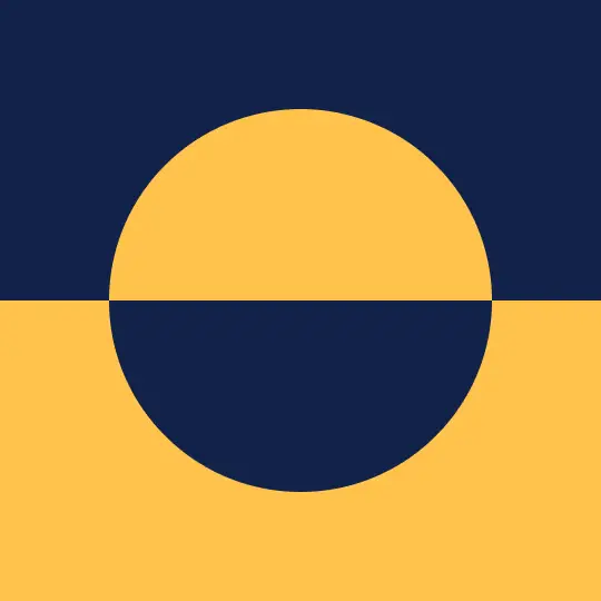 A navy blue and yellow circle split across the center, illustrating visual constrast.