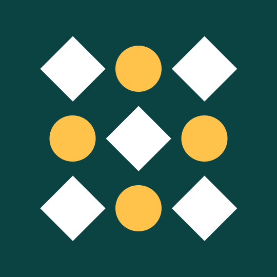 A large blue circle above a white bar and three lines, illustrating design hierarchy and layout.