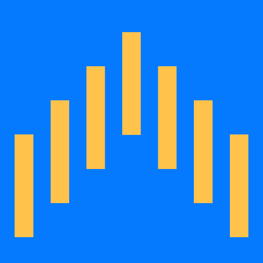 Six yellow rectangles arranged in a rising and falling pattern, illustrating rhythm in design.
