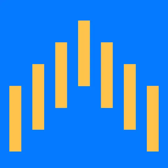 Six yellow rectangles arranged in a rising and falling pattern, illustrating rhythm in design.