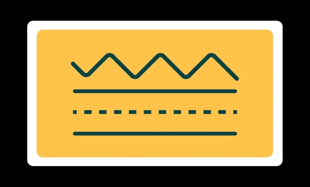 Three types of lines: zigzag, solid, and dashed on a yellow background.