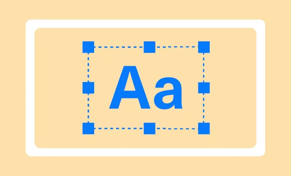 Large blue uppercase and lowercase "A" surrounded by dotted selection box, on a tan background.
