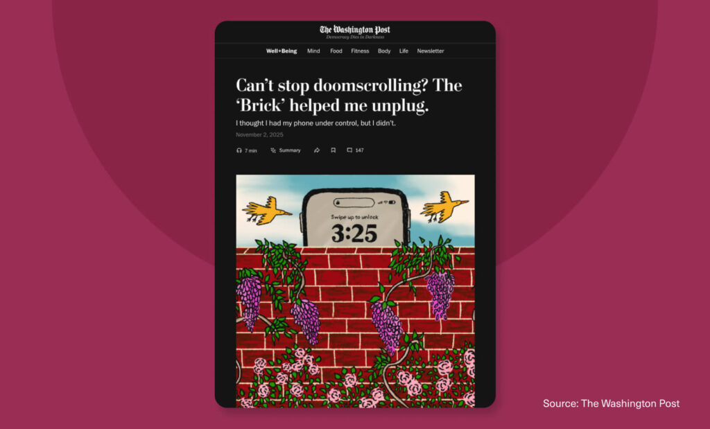 Washington Post page with bold headline above colorful illustration, showing clear hierarchy.