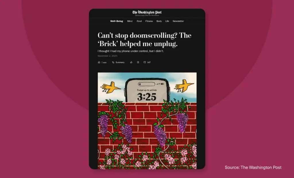 Washington Post page with bold headline above colorful illustration, showing clear hierarchy.