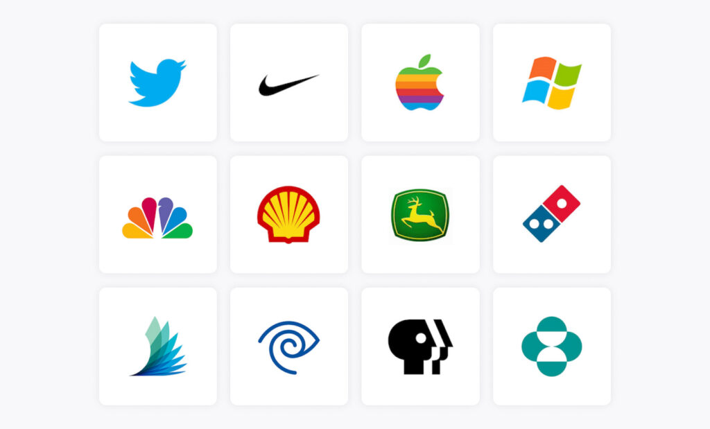 Examples of symbol or brandmark logos used in modern brand identity systems.