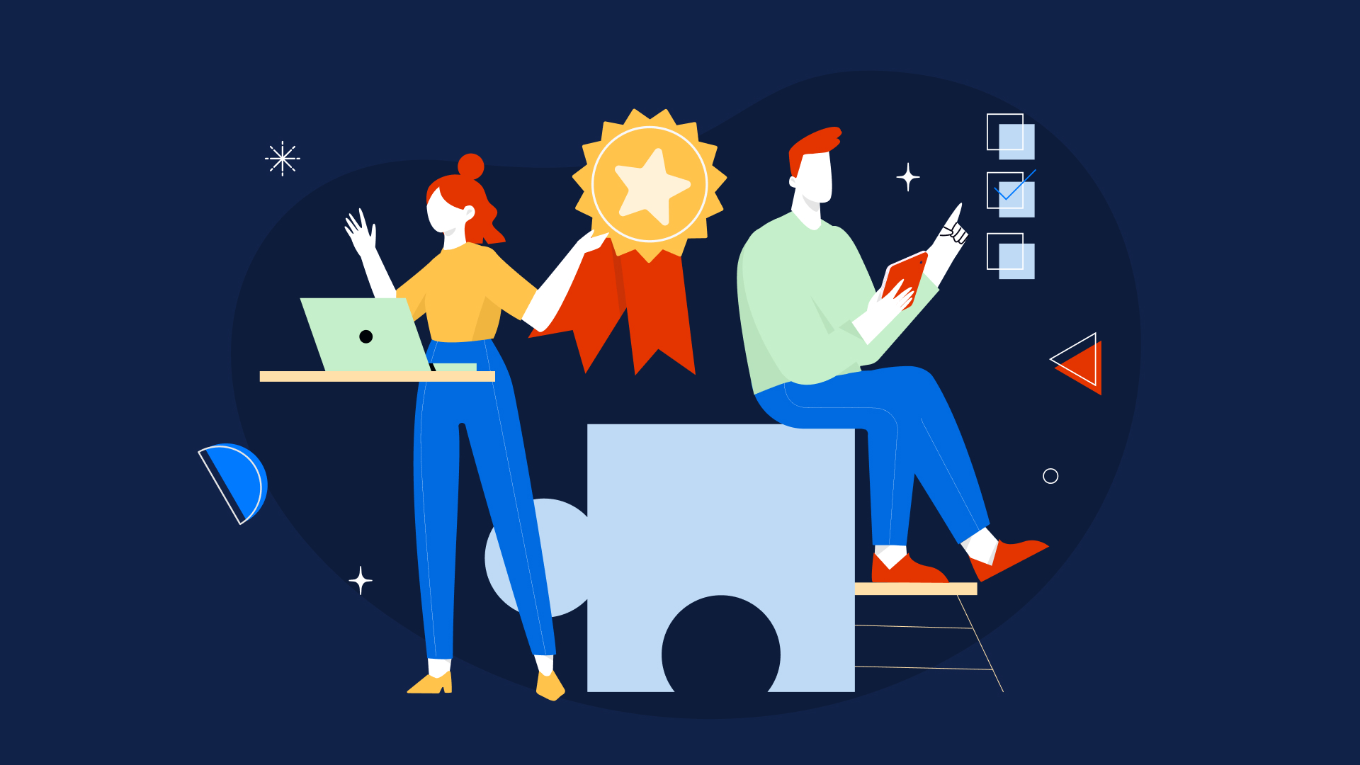 White-label design services for agencies illustration showing creative team collaboration, project workflow, quality assurance, and scalable design support.