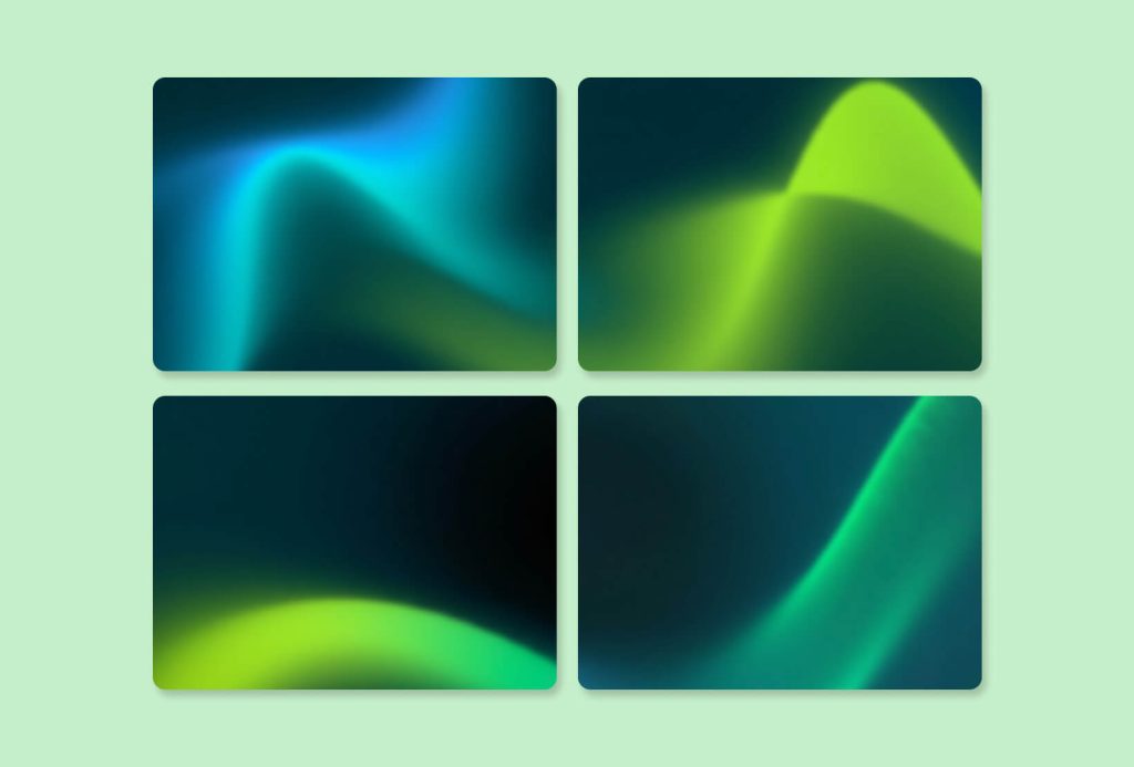 AI-generated gradient background concepts created in Google Flow for branded motion design and ambient visual exploration.